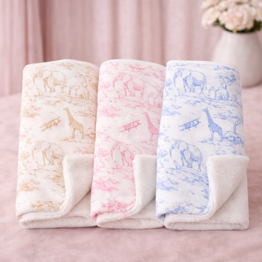 Couverture bébé en toile de Jouy