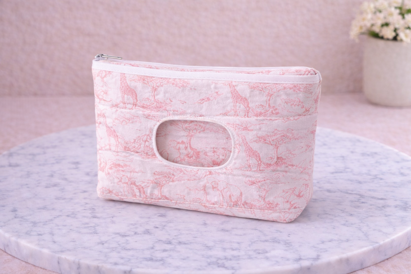 Trousse toilette bébé Toile de Jouy – Compartiment lingettes